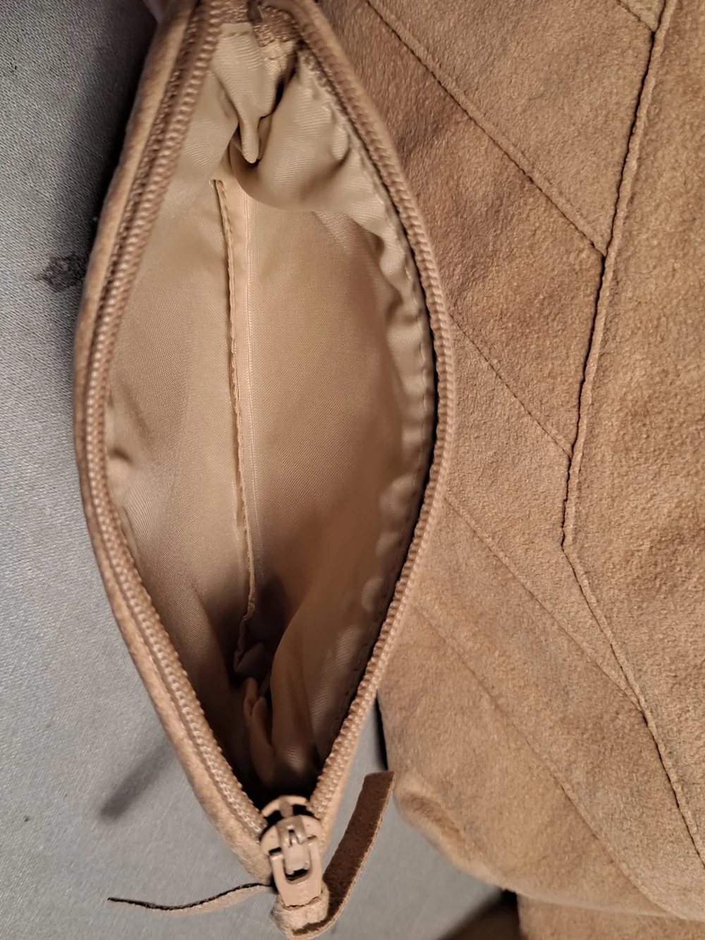 Dorli Tan Ultra Suede Wristlet Clutch Set - 3-Piece Vintage 80s Patchwork Design